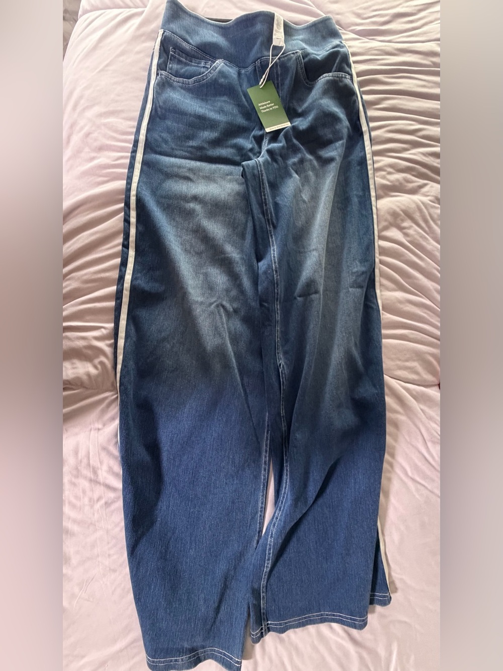 NWT Halara High Waisted Striped Wide Leg Denim
